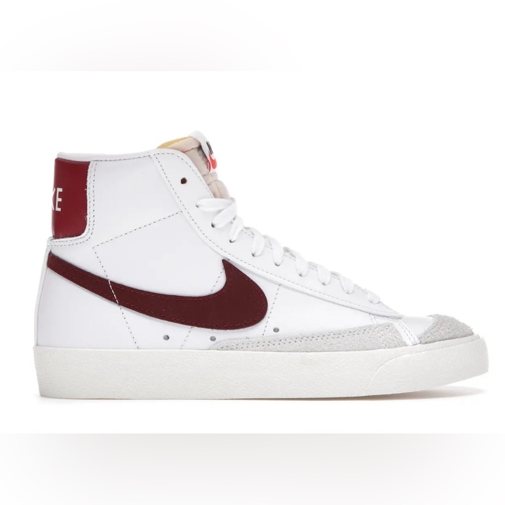 Nike White and Burgundy High-Top Athletic Shoes